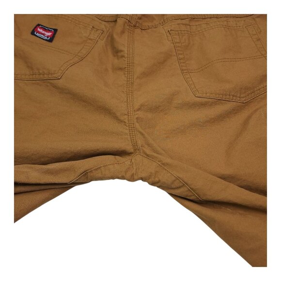 Wrangler Men Brown Workwear Shorts Size 44 Cotton Brown Stains on Front Back Leg - Picture 10 of 12